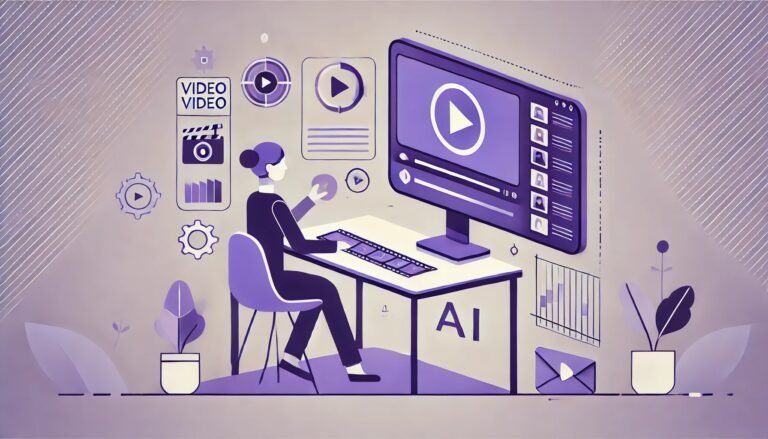 a minimalistic illustration of a person generating a video using AI