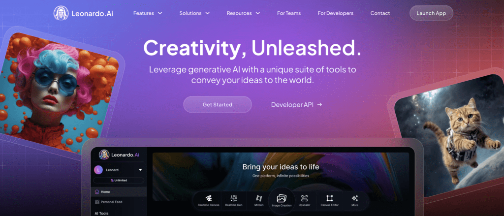 leonardo ai review homepage screenshot