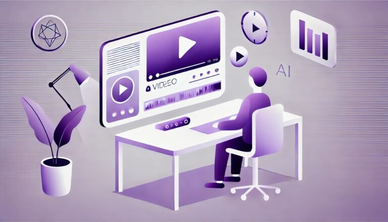 minimalistic illustration of a person creating videos using ai