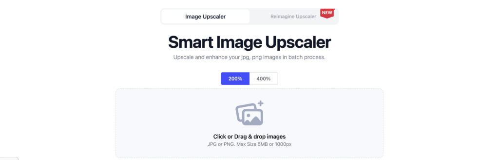 img upscaler review homepage screenshot