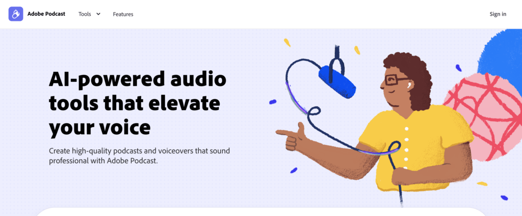 adobe podcast review homepage screenshot