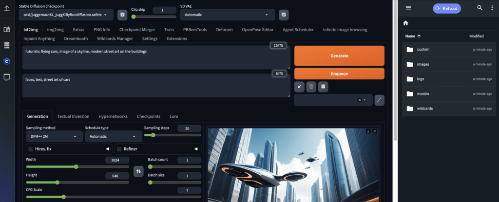 rundiffusion review image generation dashboard example