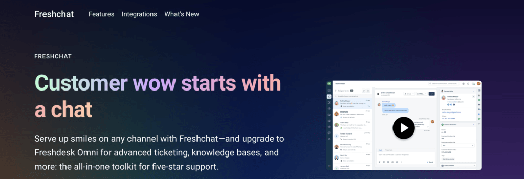 freshchat review homepage screenshot